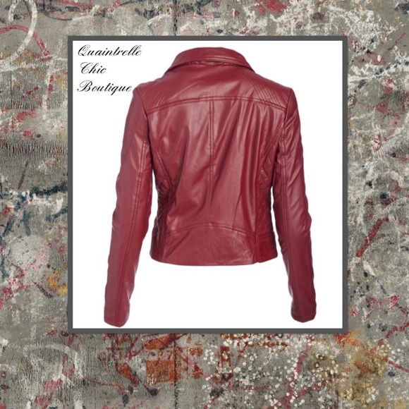 🎉HP🎉BURGUNDY VEGAN MOTO JACKET - Picture 2 of 3